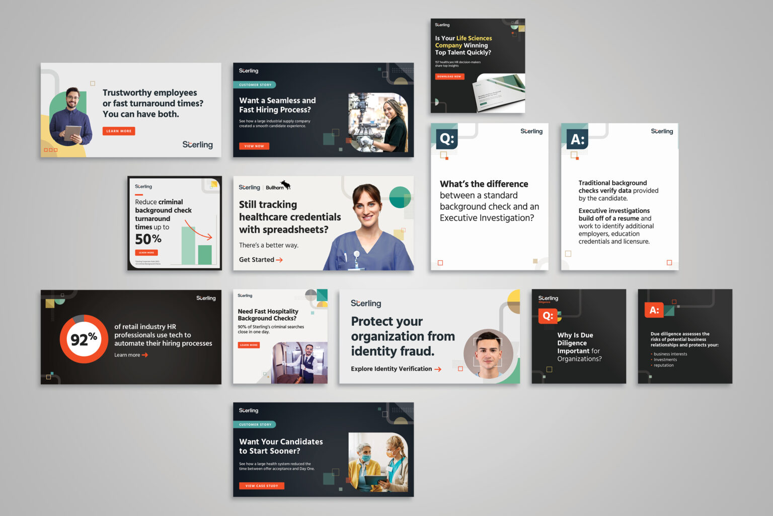 Sample ABM ads from a range of key corporate initiatives, industry sectors, and service offerings.