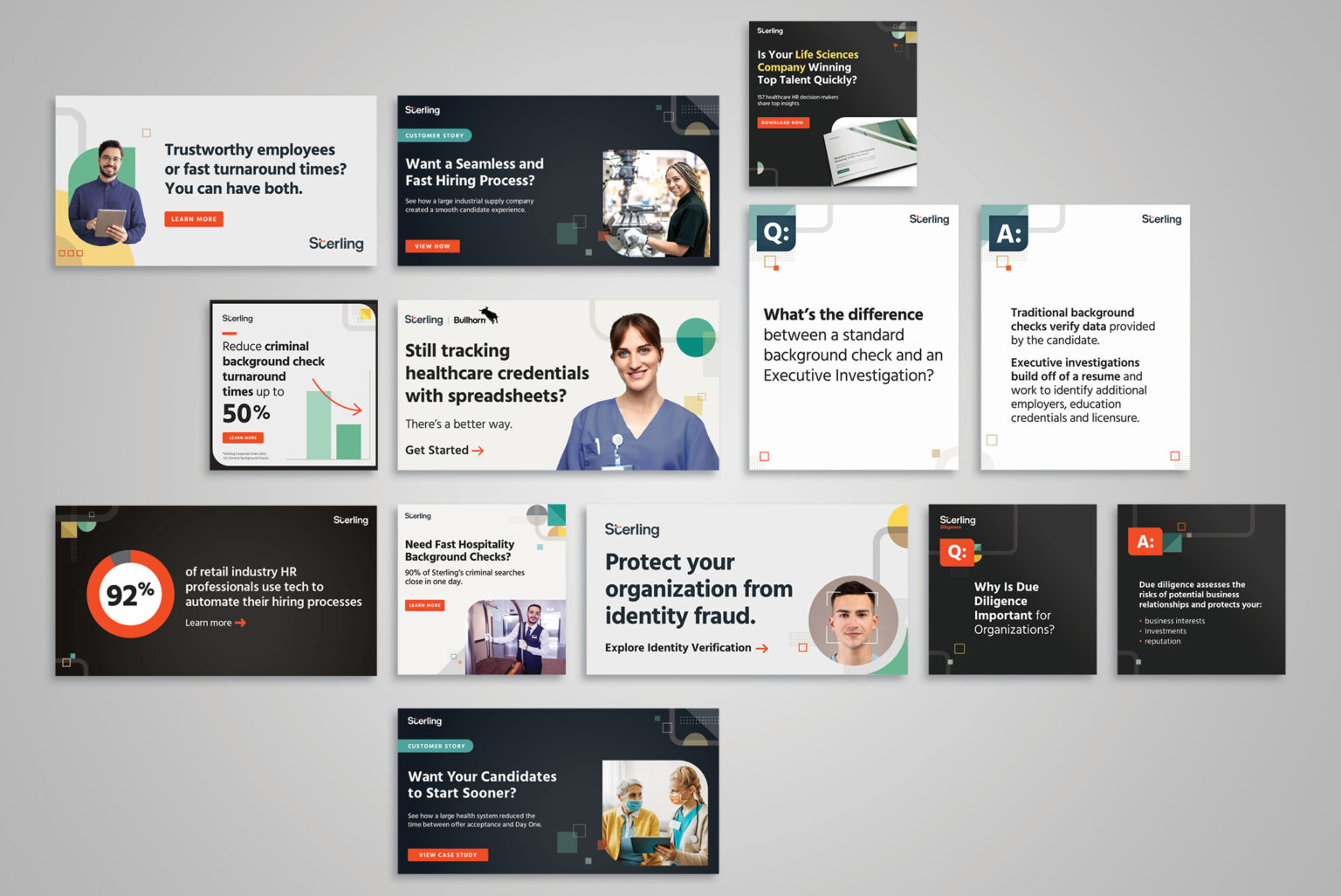 Sample ABM ads from a range of key corporate initiatives, industry sectors, and service offerings