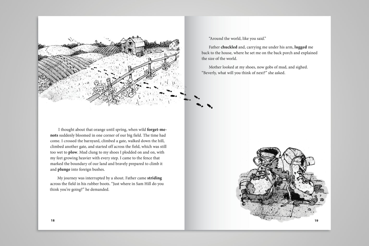 Set in the 1920s, this story captures the childhood naivete of the adventurous young Beverly, who imagines she can walk around the world from her farm.