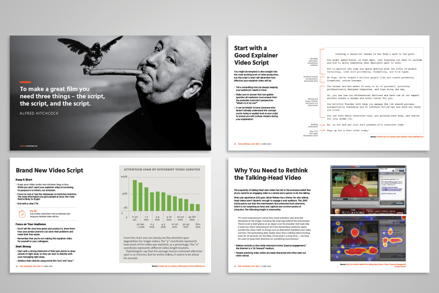 To improve video performance, I guided the team towards script formats that aligned better with our business goals, rather than low-performing talking head videos.