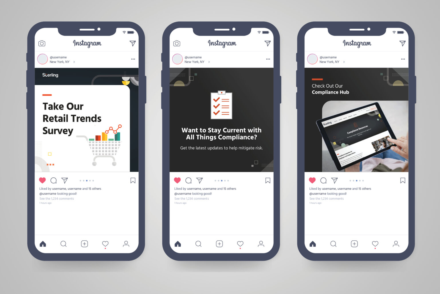 A one-off visual specifically for Retail, alongside a set of variations that address prevalent Compliance issues relevant to multiple industries
