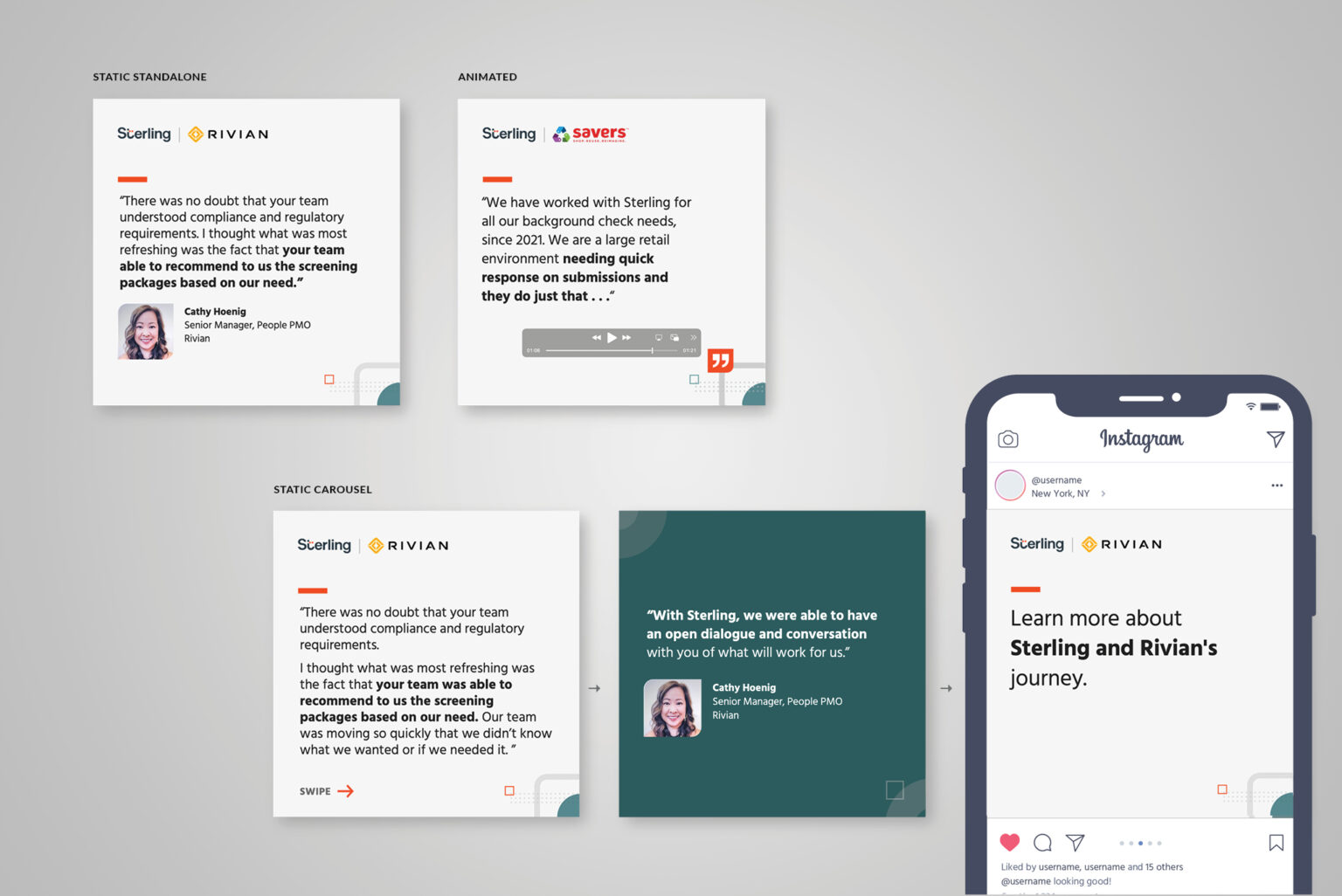 Customer testimonials template suite: A versatile social carousel solution designed in PPT to create standalone graphics, carousels, and videos for a range of diverse use cases