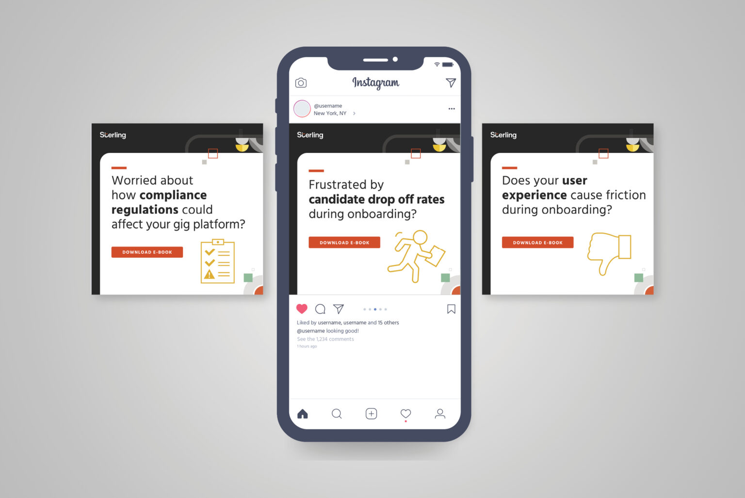These are examples of standalone paid digital advertisements developed specifically to promote the launch of the e-book.